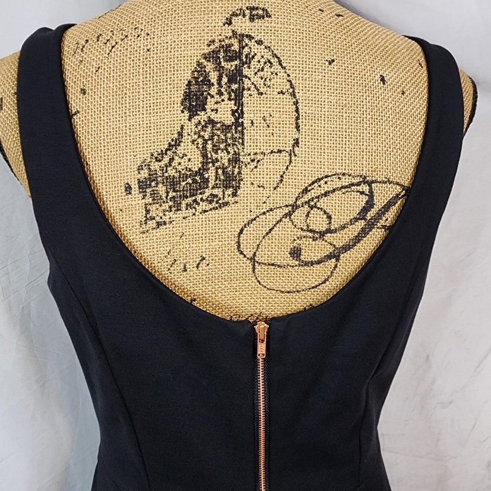MILLY Size Large LBD Ruched Tucked Rose Gold Exposed Zipper Mini Cocktail Dress - Picture 6 of 10